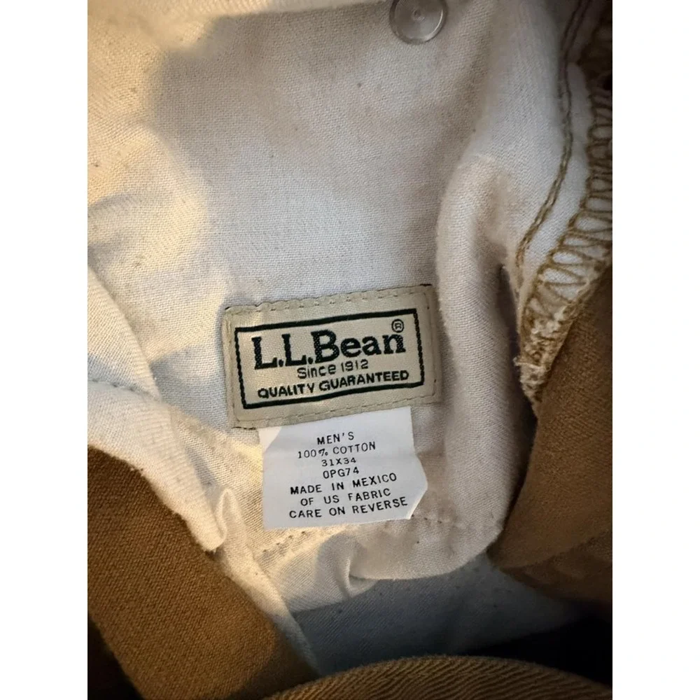 L.L. Bean Mens 100% Cotton Straight Fit Khaki Jeans‎ Size 31x32